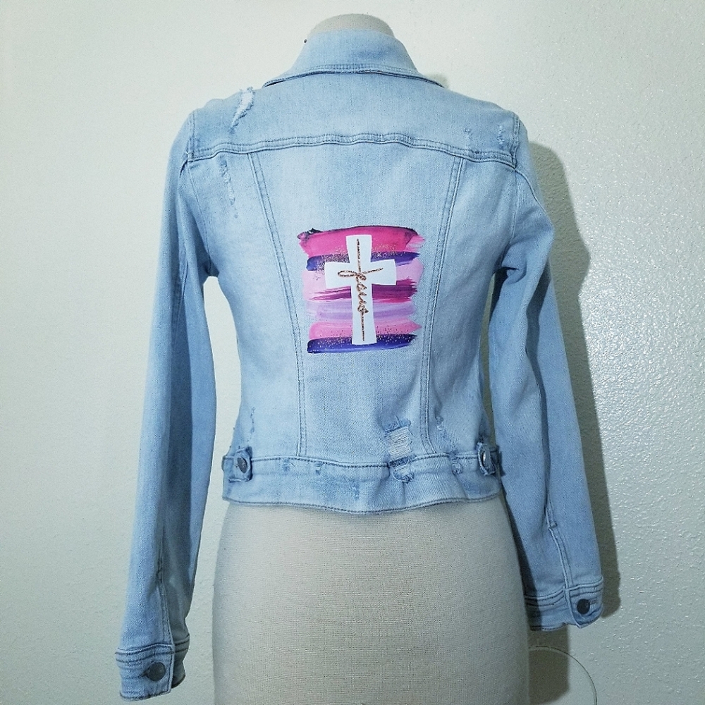 Upcycled jean jacket, Share your Faith